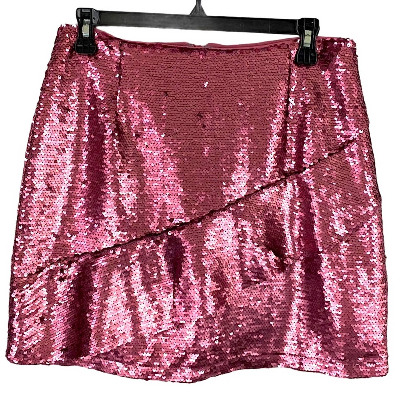 Personality Glamorous Pink Sequined Skirt Medium P35vhKIKF no tax