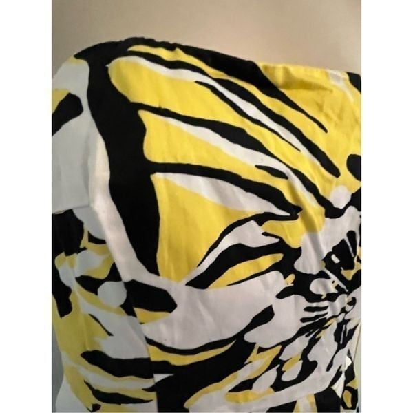 Latest  Express Yellow, Black, and White Cotton Strapless Dress. Size 4 Oo0yfSPqh US Sale