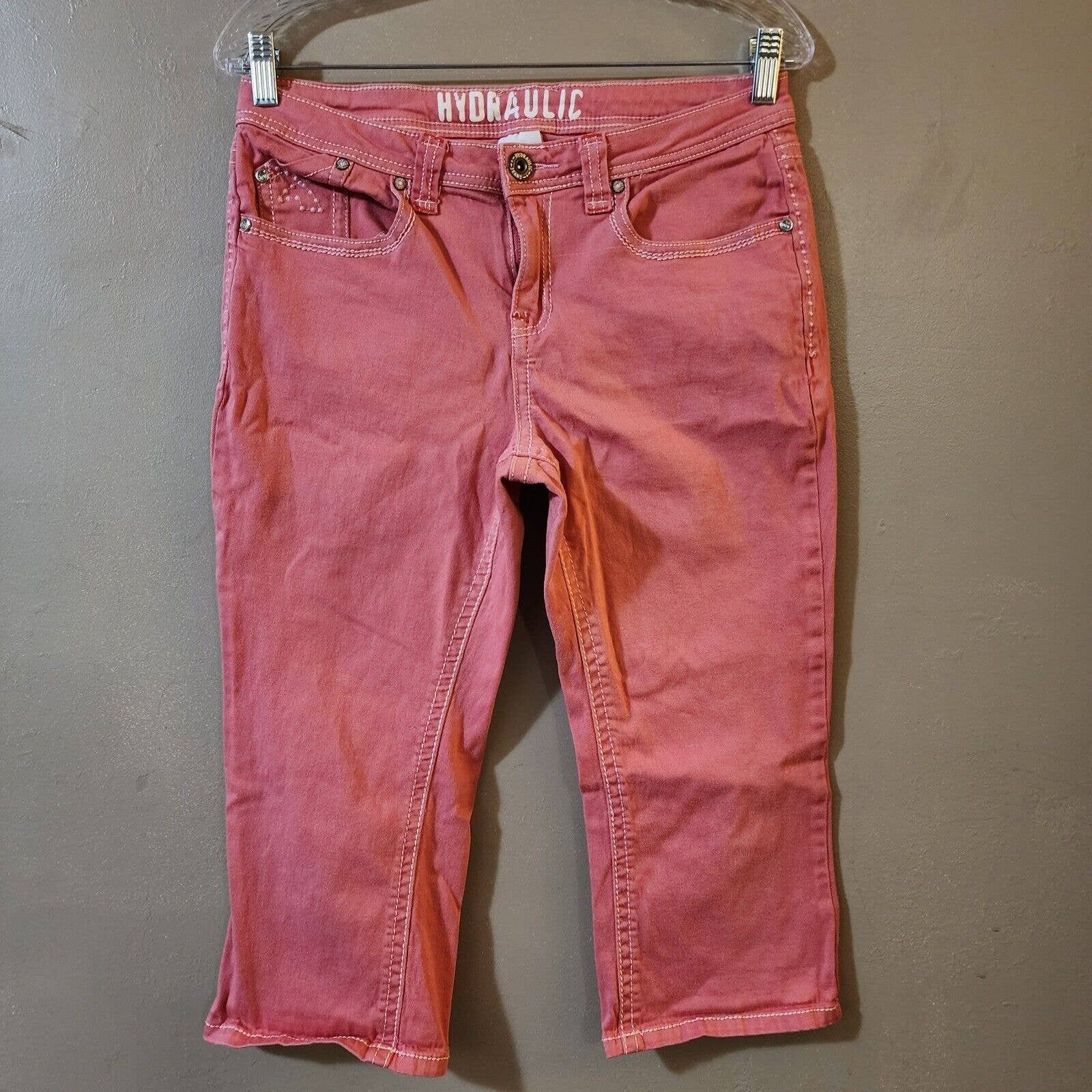 Affordable Hydraulic Womens Capri Jeans Size 10 Pink Mid Rise Straight Leg Stretch fVbT08h7A High Quaity