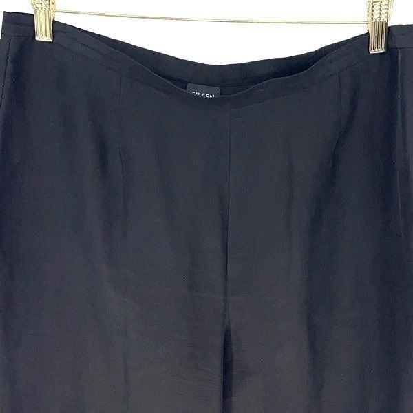 good price Eileen Fisher Womens Ankle Pants Side Zip 100% Silk Black Size Large oddPPHJzs Cheap