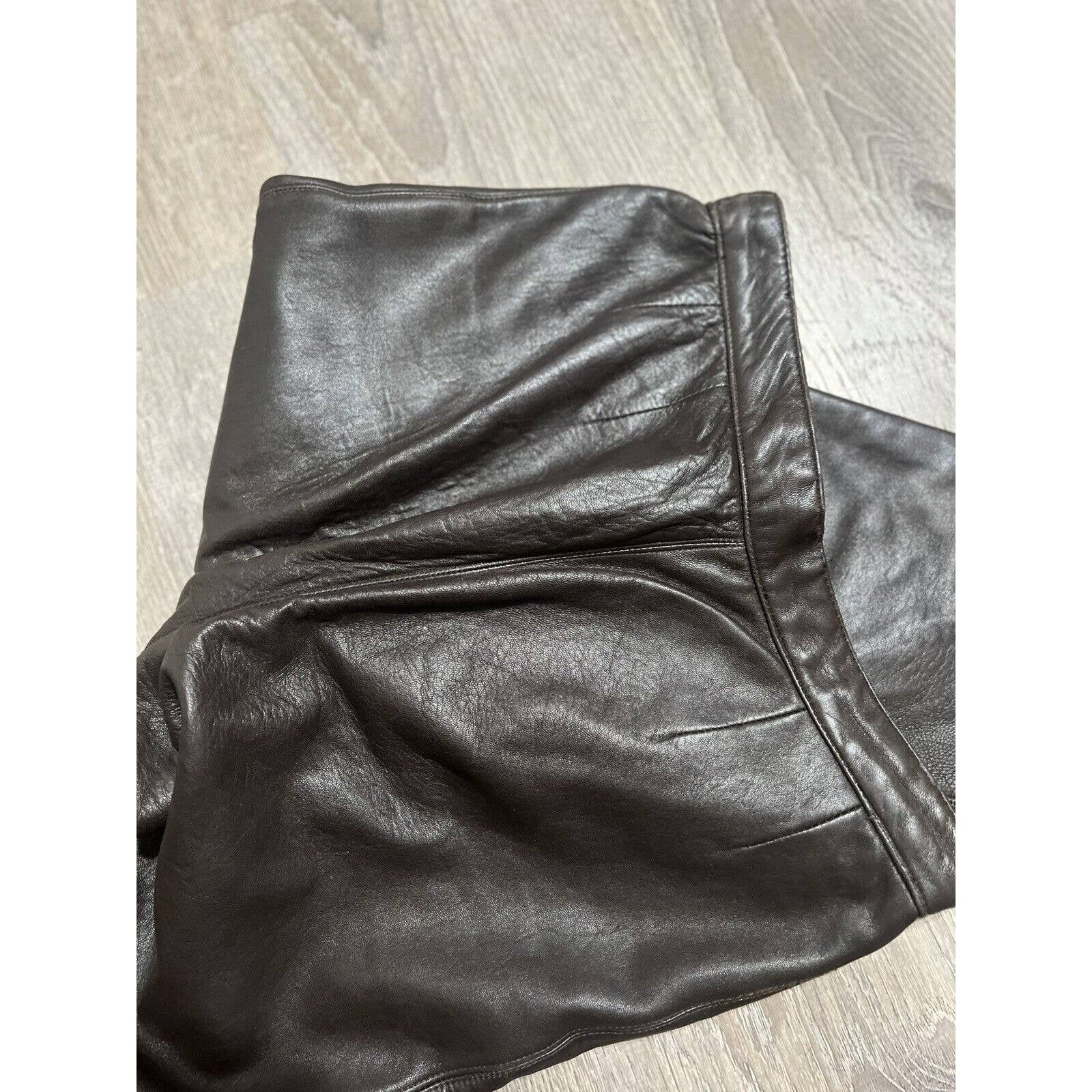 where to buy  Vintage Bikers Women´s Size 27 Genuine Leather Pants High Waisted Brown EUC mKHz55X9U no tax