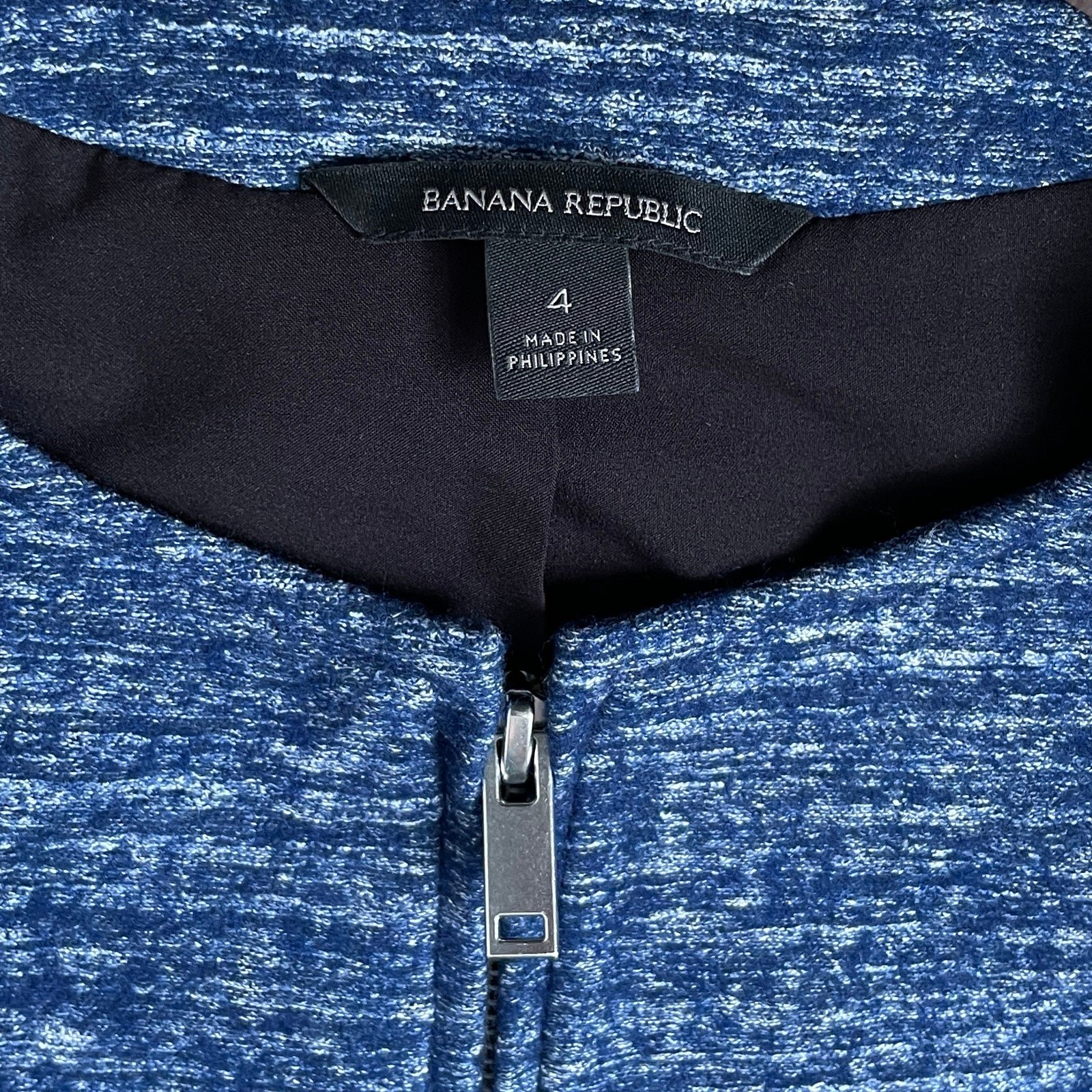 Beautiful Banana Republic Peplum Blazer Blue Space Dye Wool Blend Zip Front Women’s 4 n1NtYw52m New Style