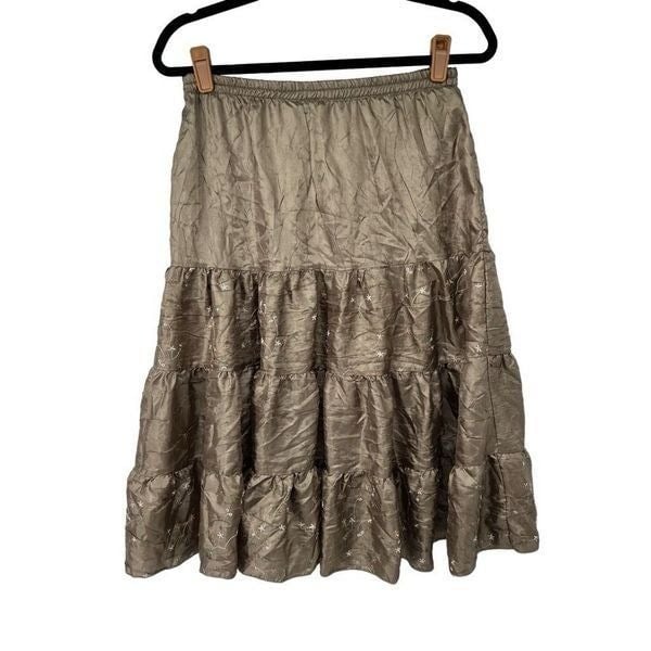 Special offer  Vintage Shiny Bronze Floral Embroidered Skirt MqEhcD5eh Cool