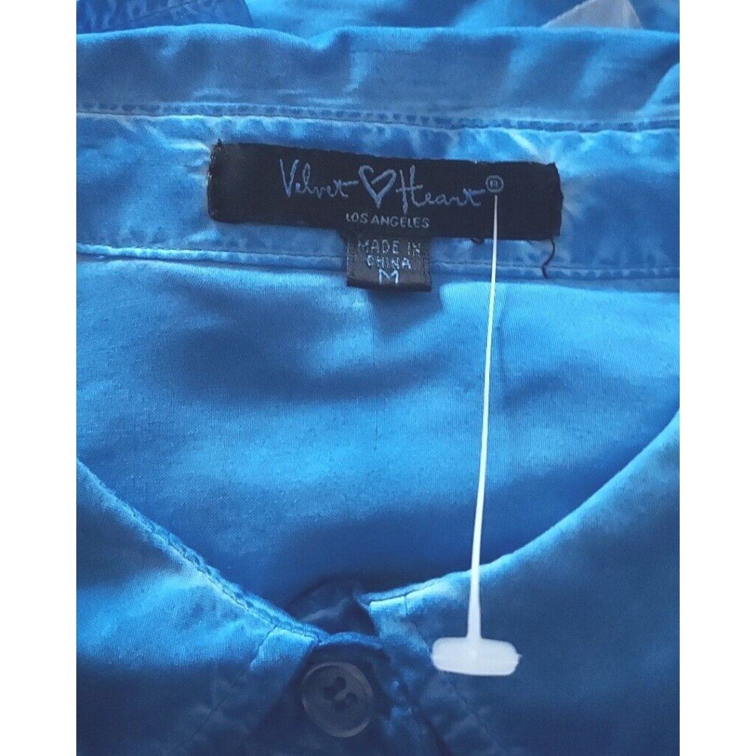 Authentic NWOT VELVET HEART Ladies Blue Tie Front Cuffed SS Rayon Button Up Shirt Size Med ihWUYMYoj Zero Profit 