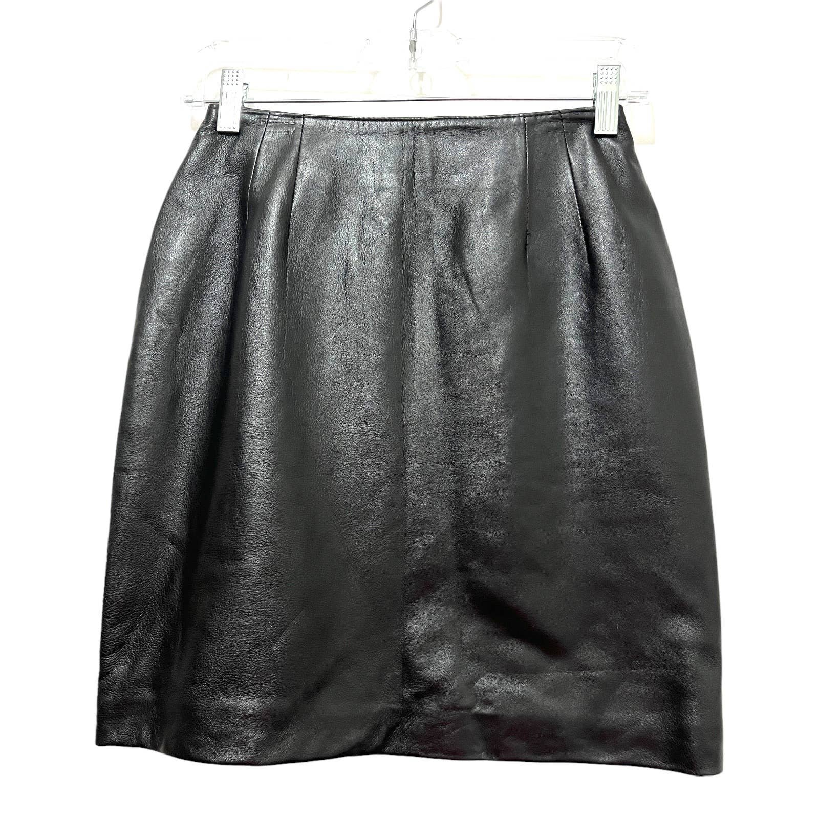 Affordable Margaret Godfrey Leather Skirt Size 6 Black 