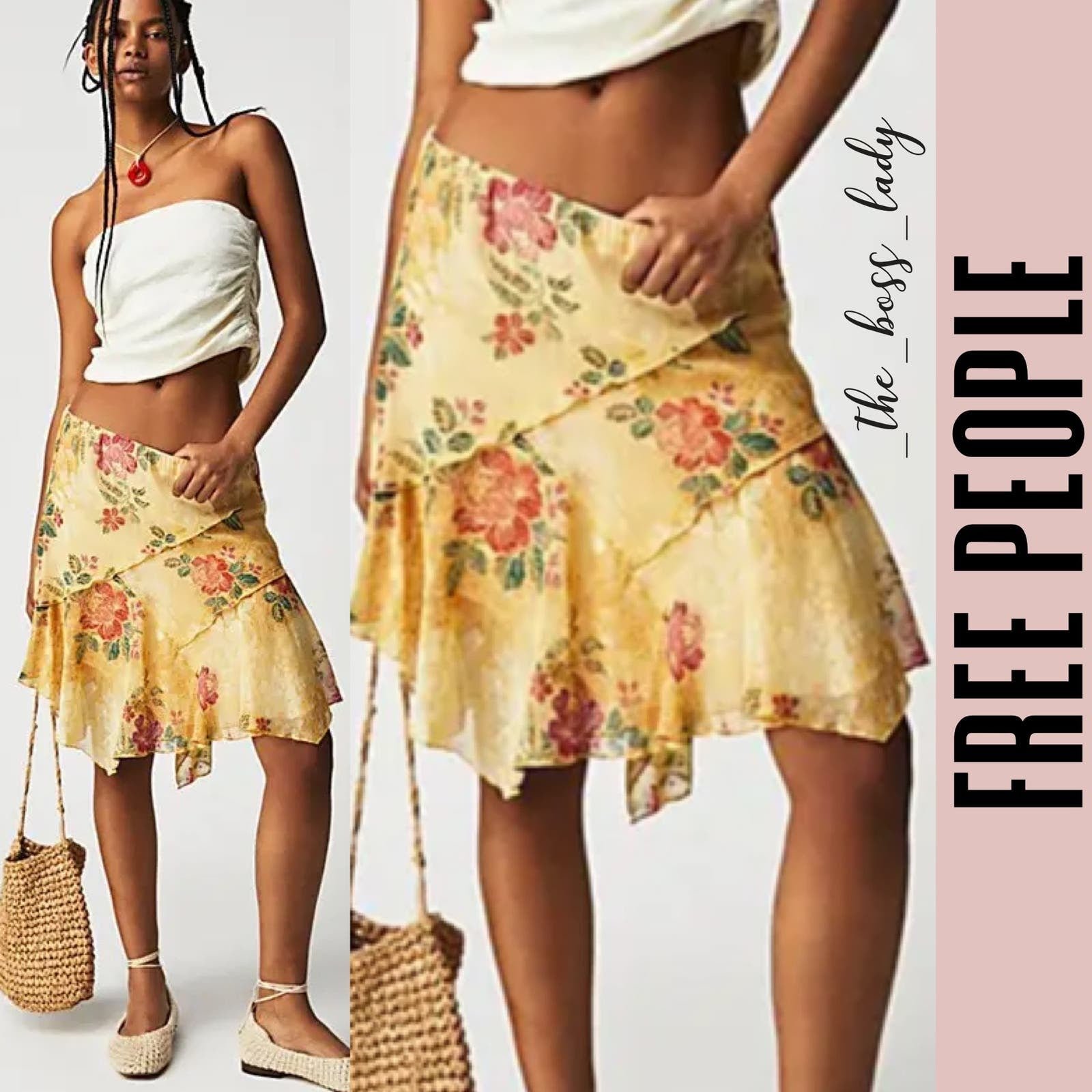 Popular Free People skirt mini XL floral flowy spring s