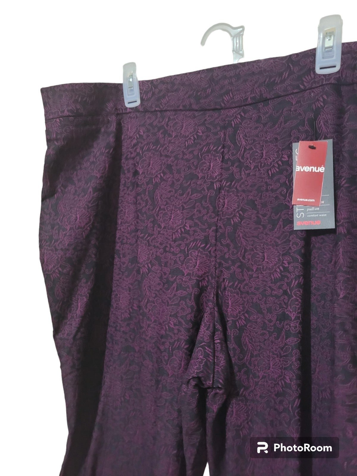 Factory Direct  NWT Avenue Super Stretch Twill Straight Leg Pull On Burgundy Pants Size 24 AVG Pe1p3eOKK US Outlet