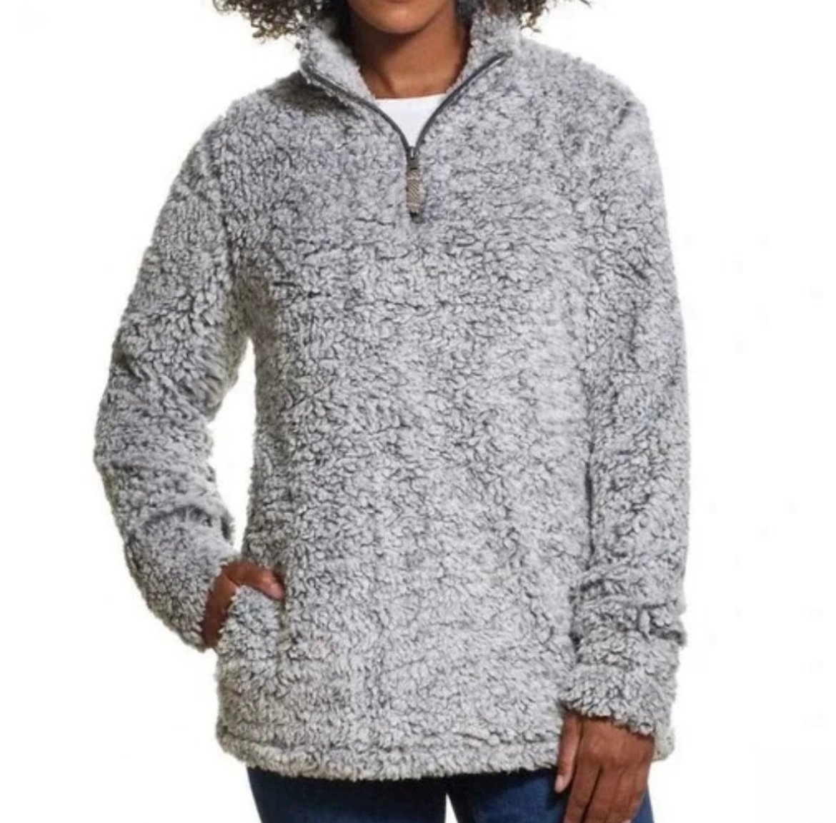 the Lowest price Weatherproof Sherpa Pullover w/ Pockets Lined 1/4 Zip Gray Large GDSxrtdHF Low Price
