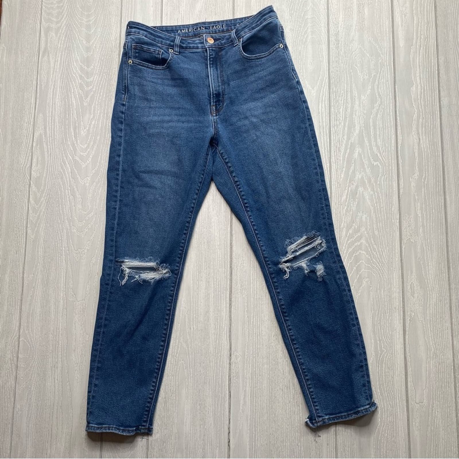 good price AMERICAN EAGLE WOMEN´S STRETCH DENIM BLUE RIPPED KNEE MOM JEANS SIZE 6 Le9fKw8U6 just for you