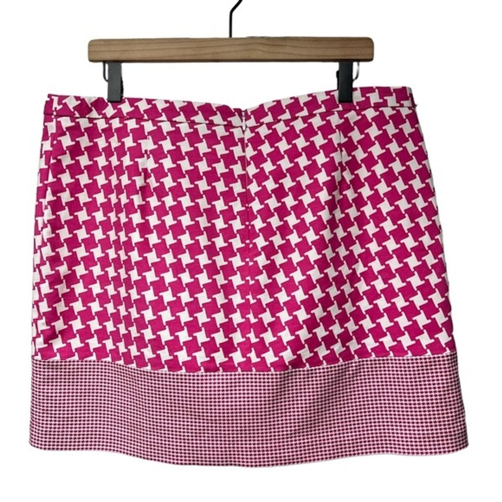 The Best Seller Michael Kors Skirt Pink White Houndstooth Checked Lined Cotton Blend Size 14 oPuu94lyc for sale