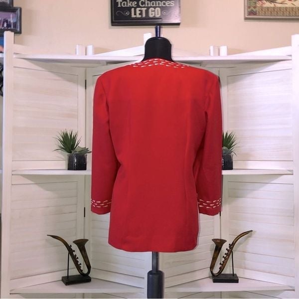 Gorgeous JoAnn vintage 70s 80s red embroidered blazer sz L krW2dMCbT Great