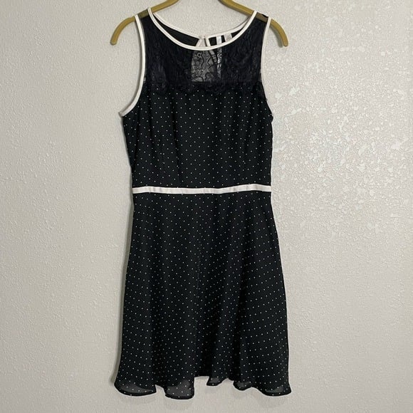 Beautiful LC Lauren Conrad Black White Polka Dot Lace Dress 6 m6SUKmLf0 Everyday Low Prices