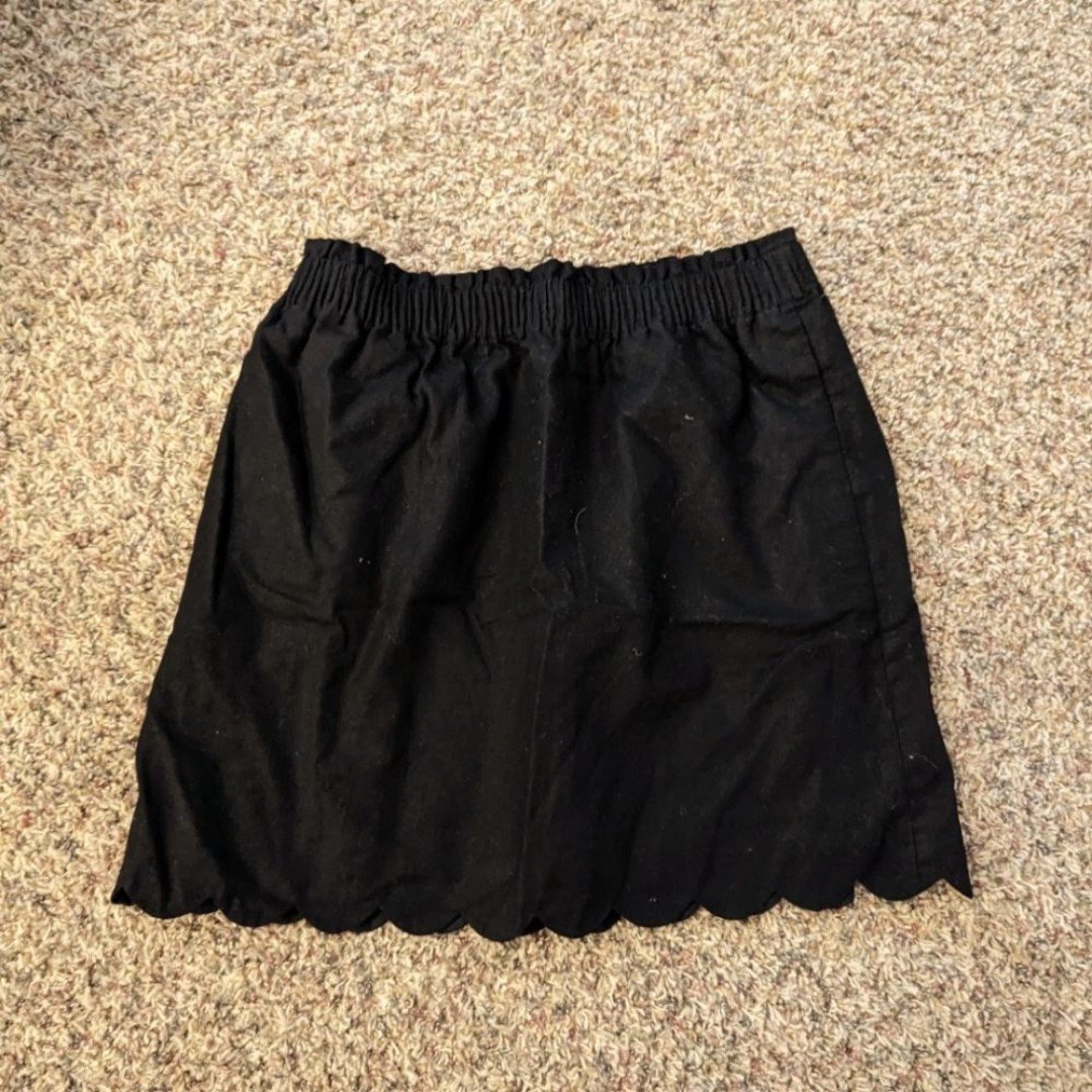 high discount J Crew Black Scalloped linen blend Skirt 