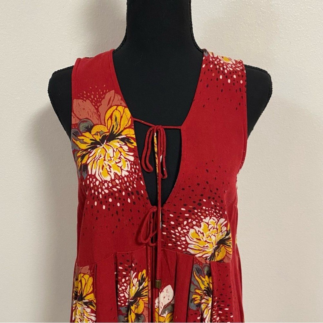 large discount Free People Lovely Day Printed Tunic Dress Red Floral print Size XS Pjwjvu1Ct Cheap