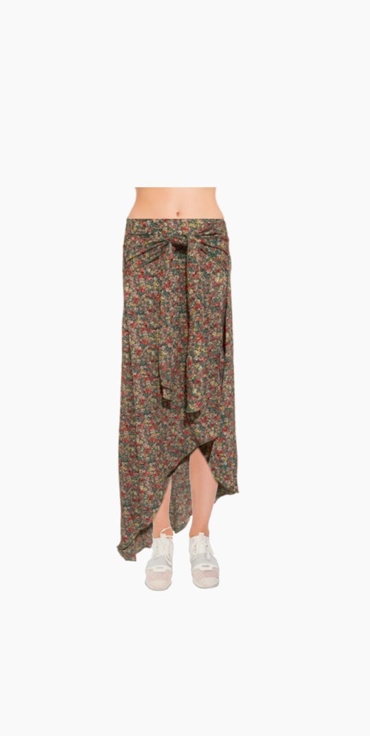Classic SHEIN Floral Asymmetrical Front Tie Maxi Skirt Small JAWr6J40C Outlet Store