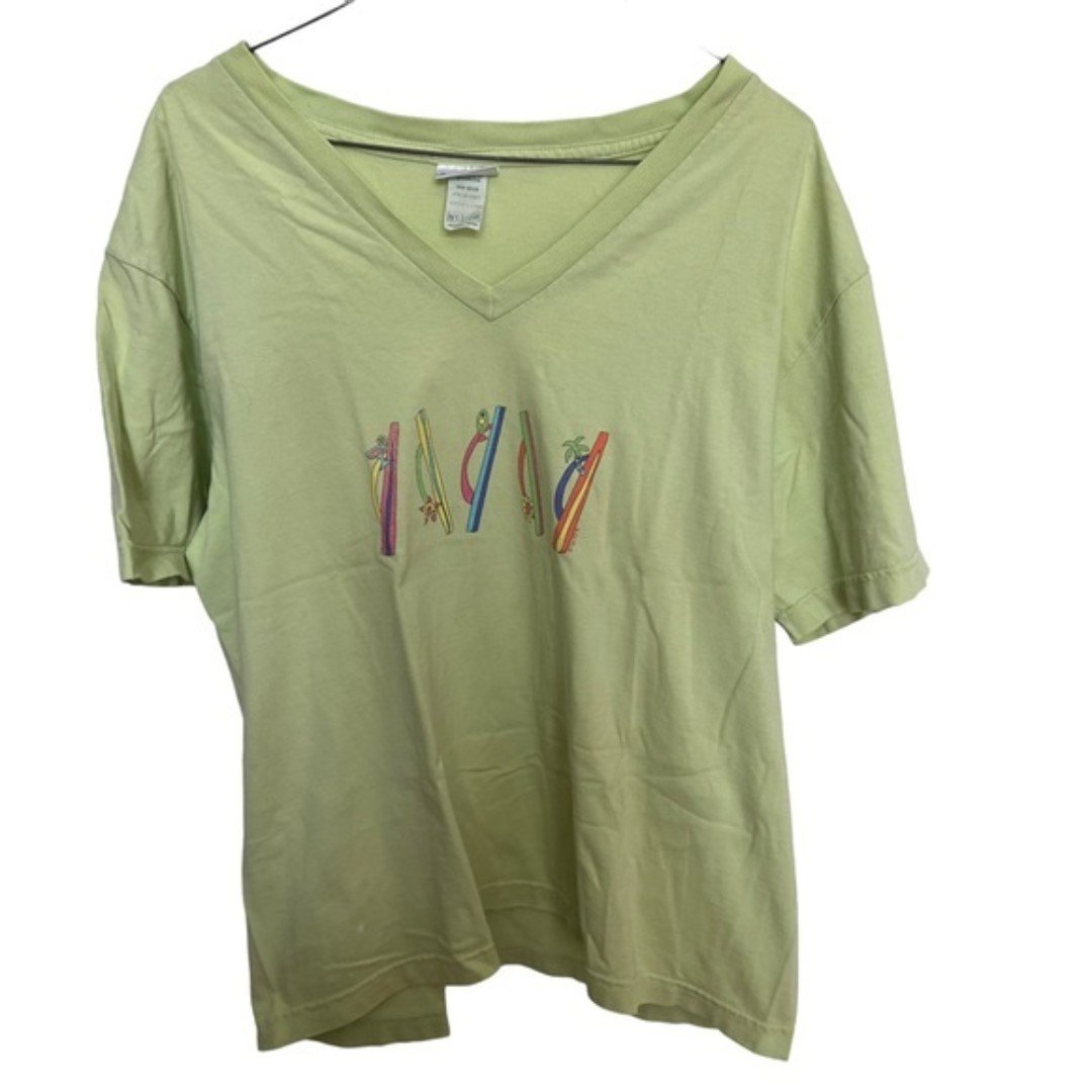 save up to 70% Fresh Produce Top T Shirt V neck Beach Flip Flops Cotton Size M Light Green PQ77l6dX9 outlet online shop