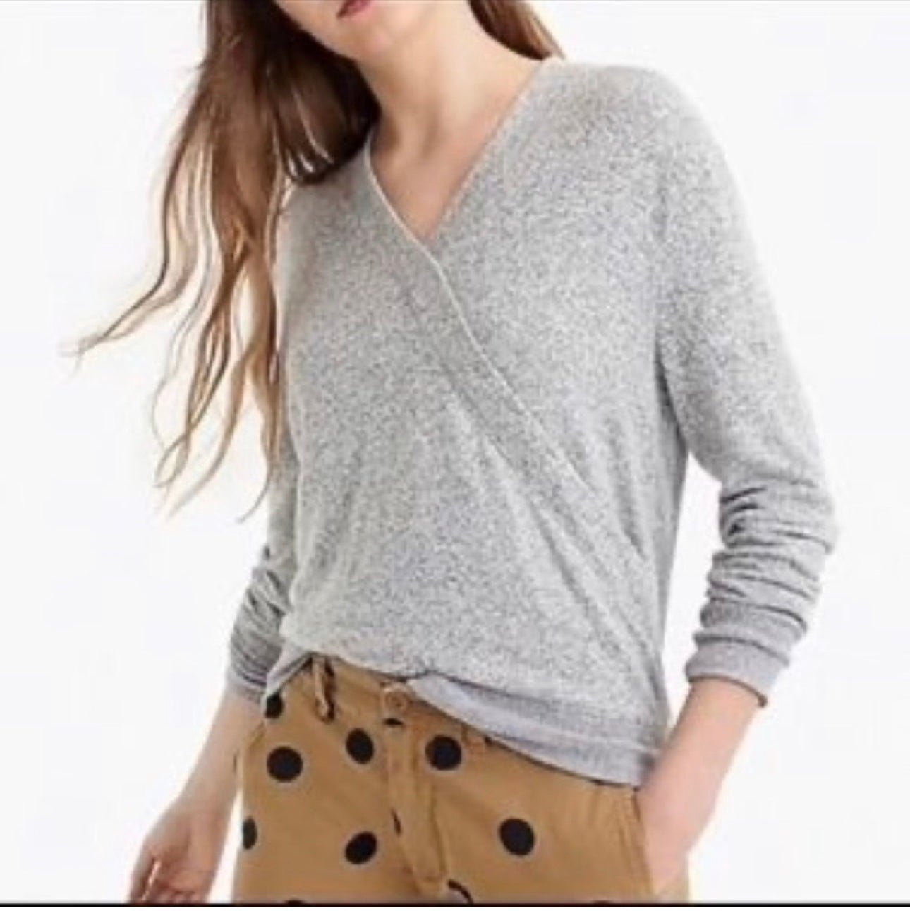 save up to 70% J Crew Long Sleeve V-Neck Faux Wrap Surp