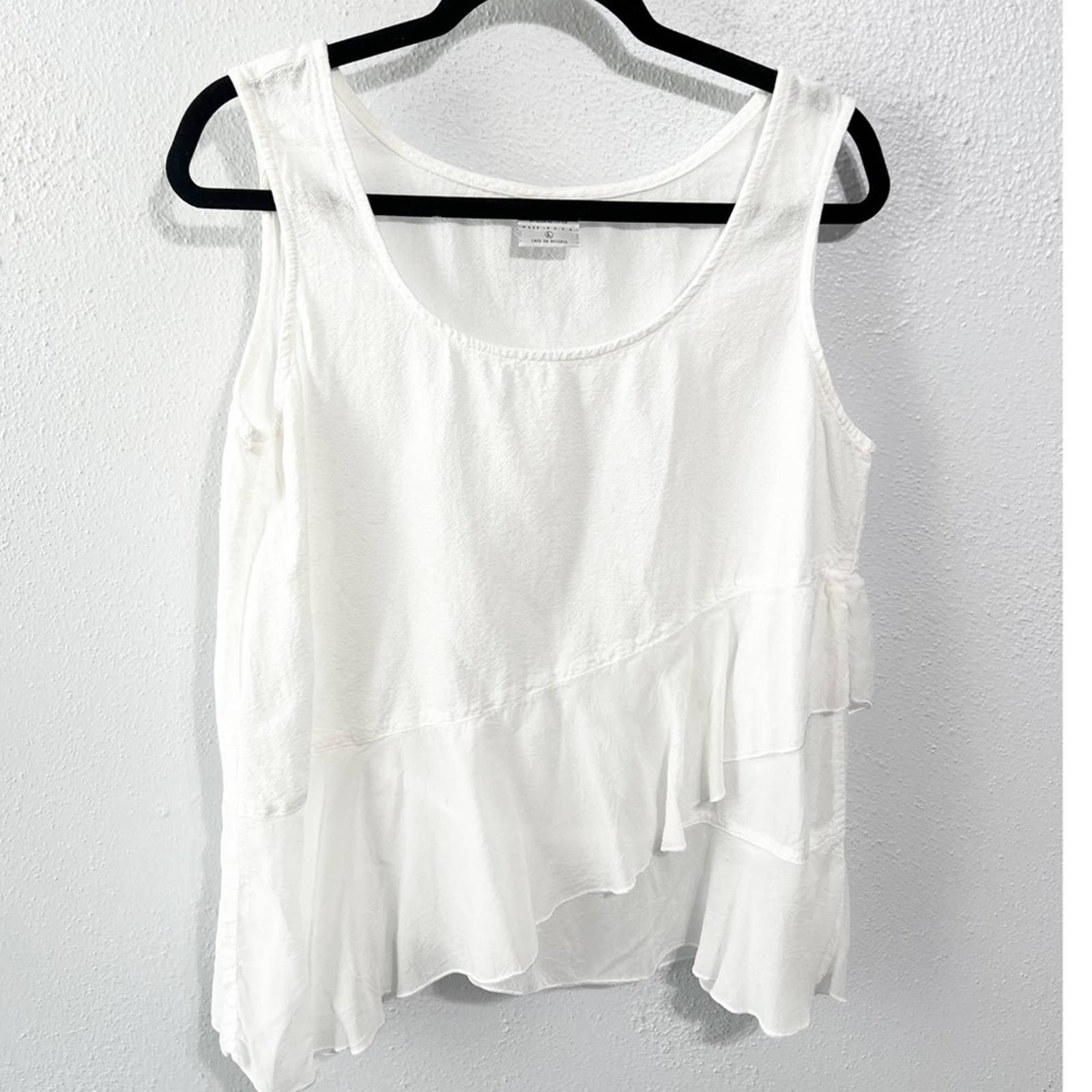 Discounted Color Me Cotton white ruffle tank size large
