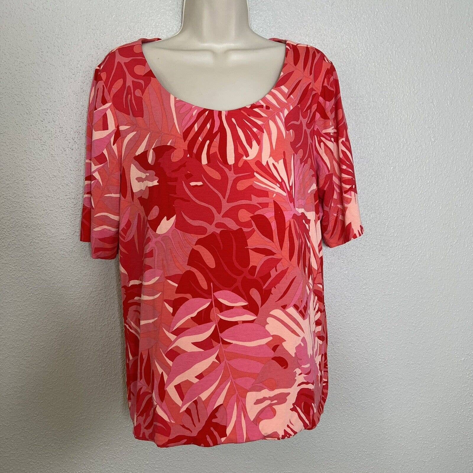 Simple Chicos Tropical Print Knit Top Shirt 2 Large Kyr