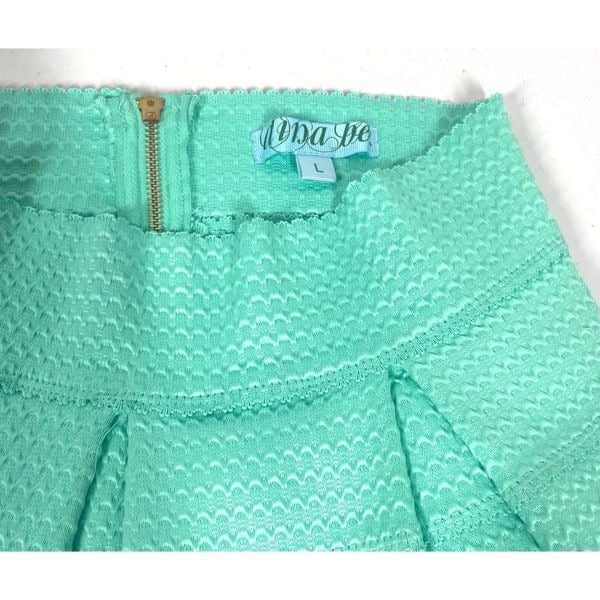 Promotions  Francesca Dina Be Sea Foam Green A Line Texture Pleated Stretch Mini Skirt L GCiu10twy New Style