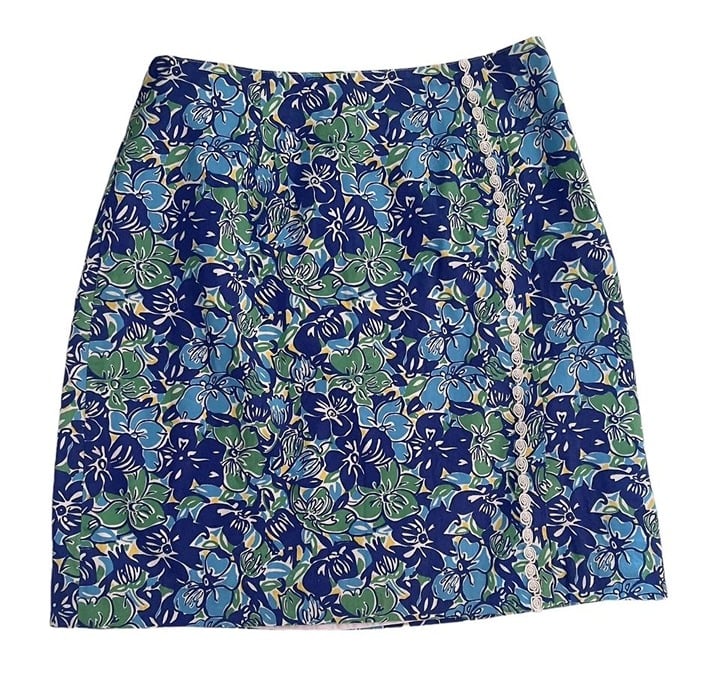 the Lowest price Vintage Lilly Pulitzer White Label Blue Floral Embroidered Skirt Women´s size 8 On2yszK4p Store Online