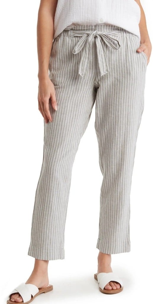 Elegant BEACH Lunch Lounge Womens Giavanna Stripe Tapered Linen & Cotton Pants Oatmeal nSPTmzUN7 High Quaity