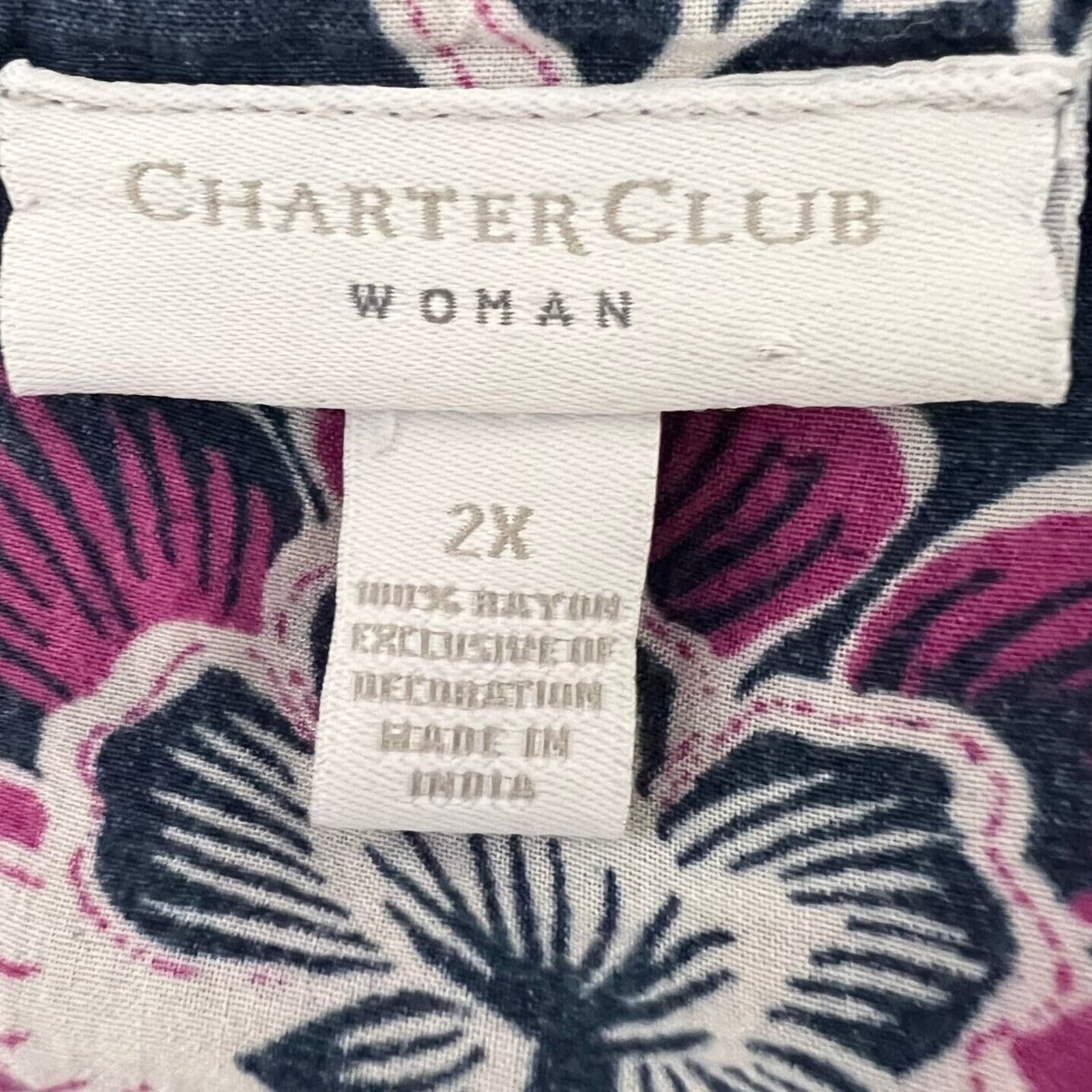 Buy Charter Club Woman Tunic 2X Blue Pink Floral Embroidered Lightweight V-Neck IjV4sOLWW Store Online