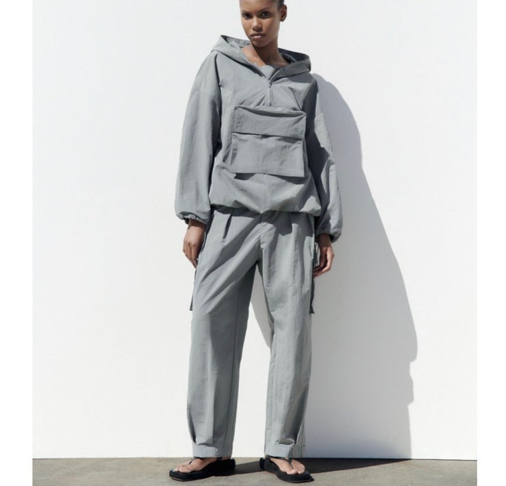 Simple NWT Zara 2 pieces track suit match nylon kangaro