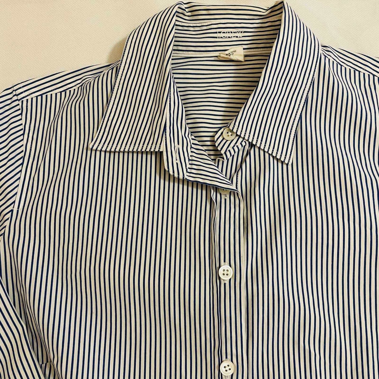 save up to 70% J. Crew Womens Button Down Shirt Stretch Striped Blue,White Large g91JEkccS Great