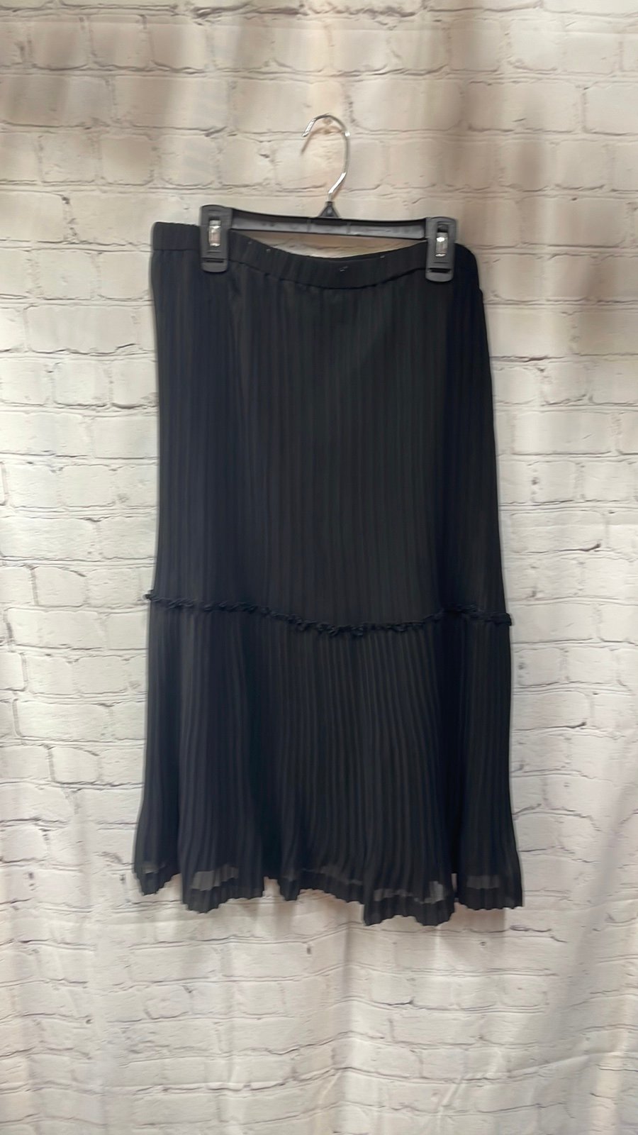 The Best Seller Cato black sheer tiered crinkled pleats size large maxi/midi skirt NTCHgm1gD just for you