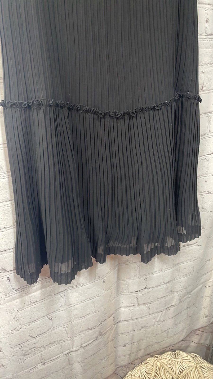 The Best Seller Cato black sheer tiered crinkled pleats size large maxi/midi skirt NTCHgm1gD just for you