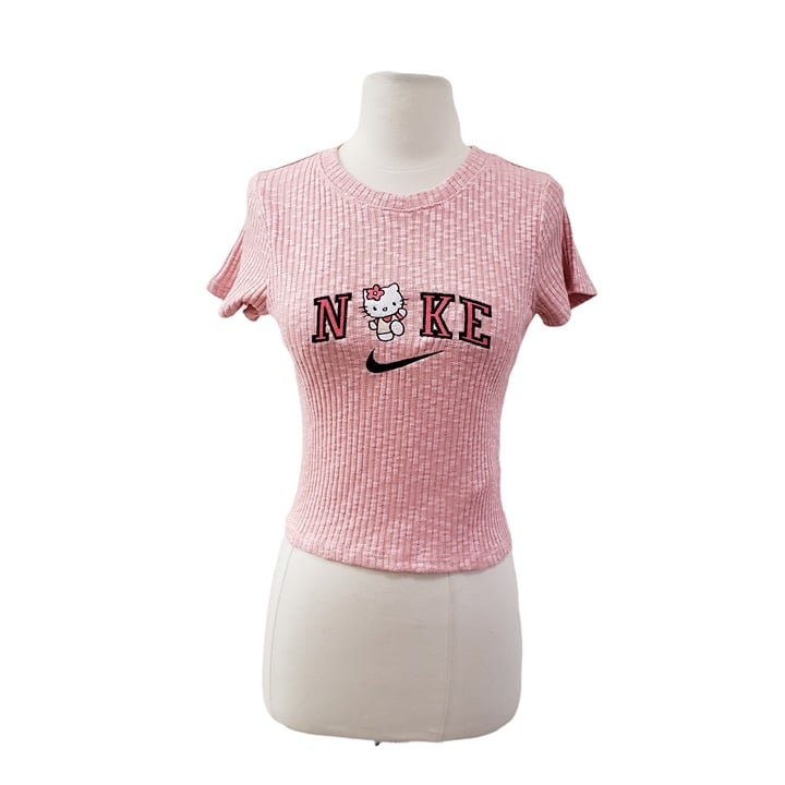 Custom Hello Kitty Snub Knit Crop Tshirt Pink Size L KjaCRChx3 Everyday Low Prices