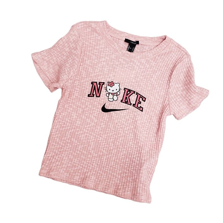Custom Hello Kitty Snub Knit Crop Tshirt Pink Size L KjaCRChx3 Everyday Low Prices