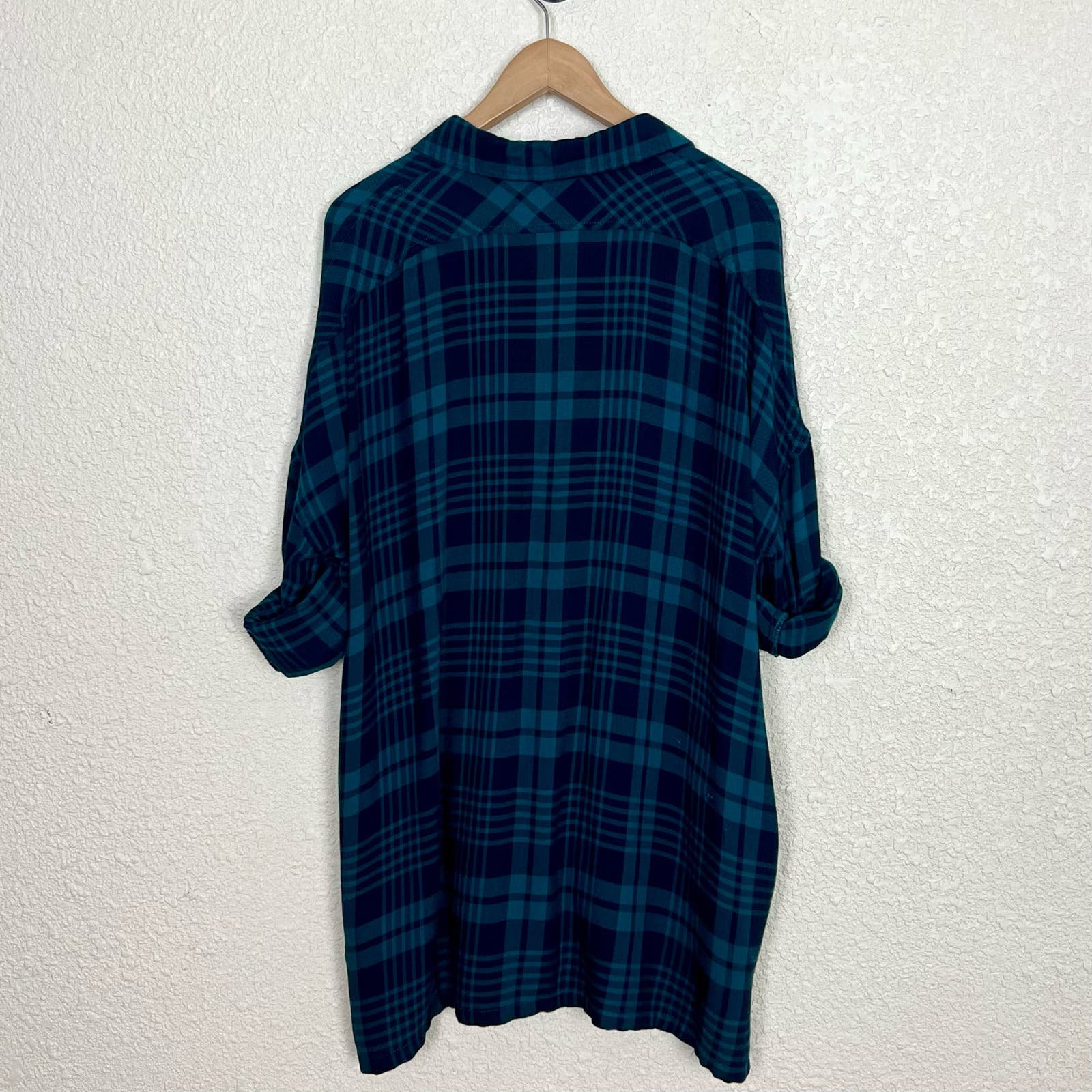 Elegant Entro Plaid Flannel Long Button Down Top Womens Small Green Black Pockets Tunic NZxeWPKQW online store