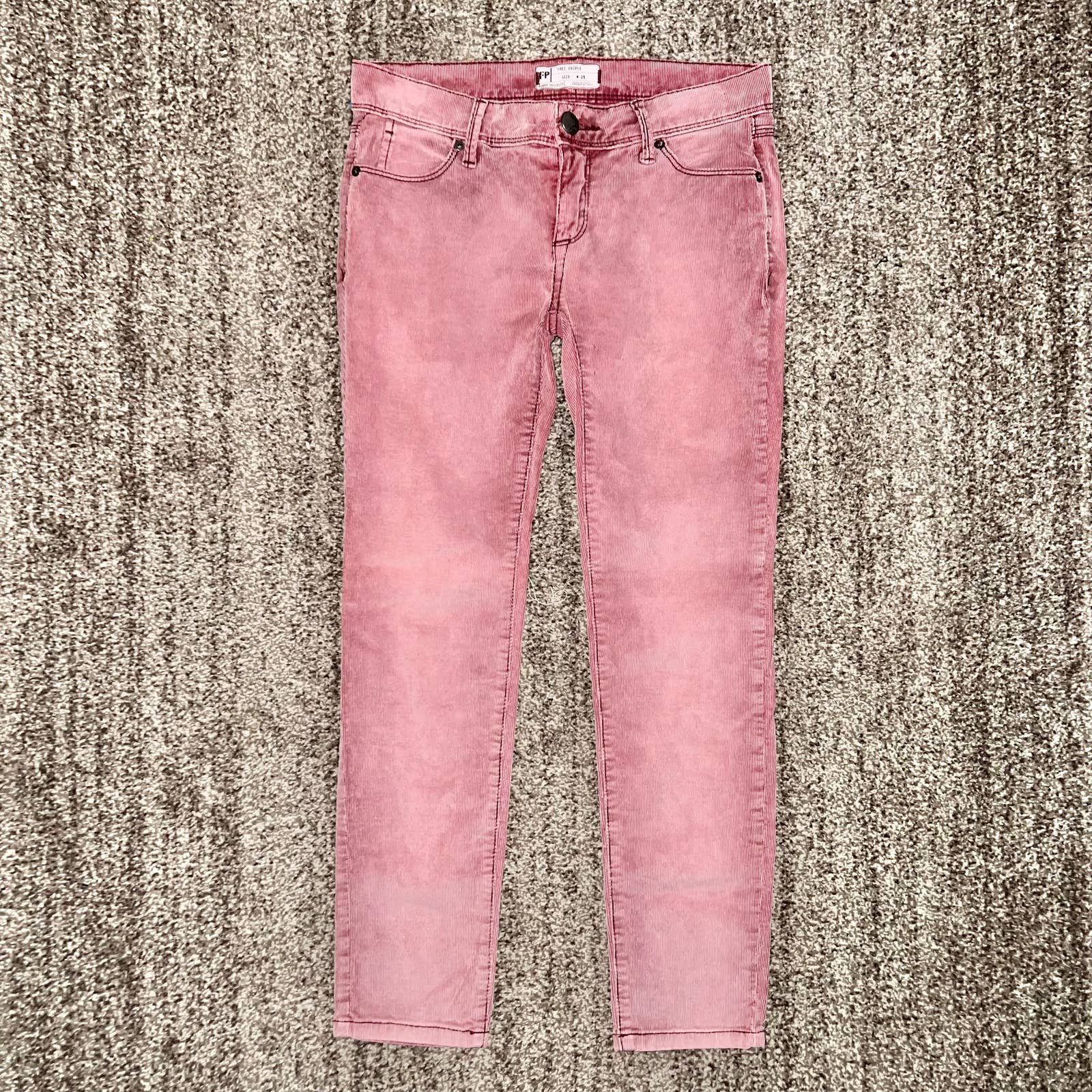 Amazing Free People Women´s Cord Roller Skinny Size 25 Washed Red Jeans mnuX5jwxR Low Price