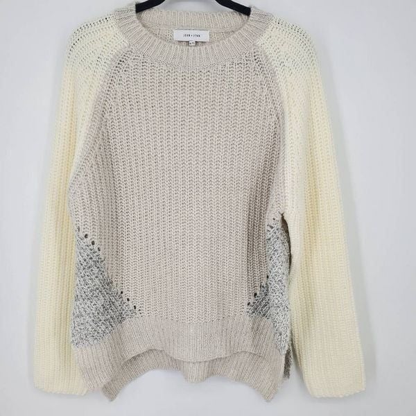 large selection John + Jenn Chunky Knit Color Block Sweater Cream Gray Size XL P6F8vZFOC Buying Cheap
