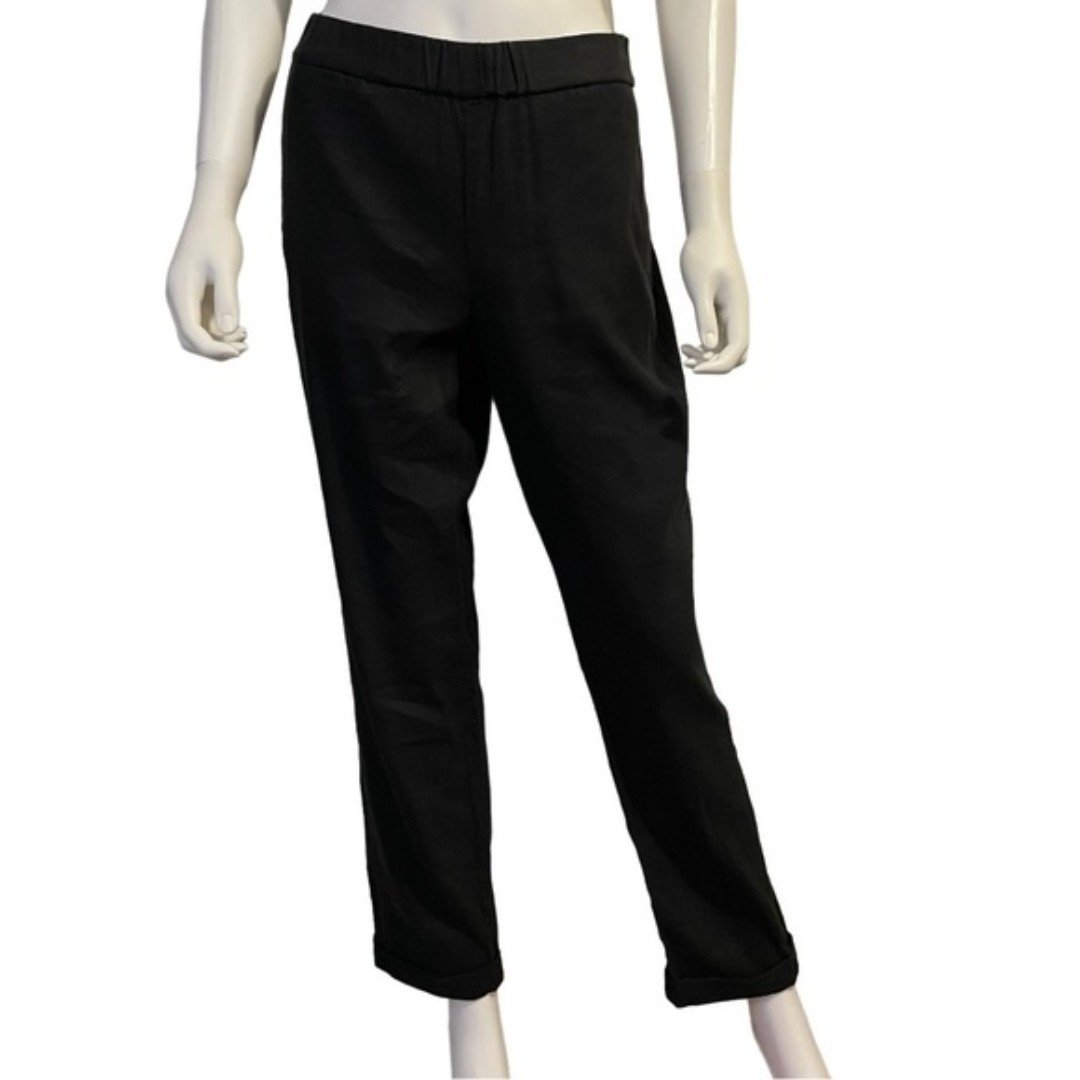 High quality J. Jill Stretch Linen Blend Ankle Cuffed Pull On Pants in Black Size S FRvscHC6z US Sale