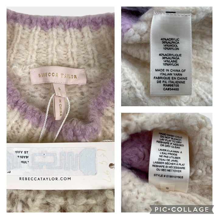 Fashion NWT Rebecca Taylor Fluffy Stripe Bishop Sleeve Knit Sweater Women´s Small pI0v8skIA Novel 