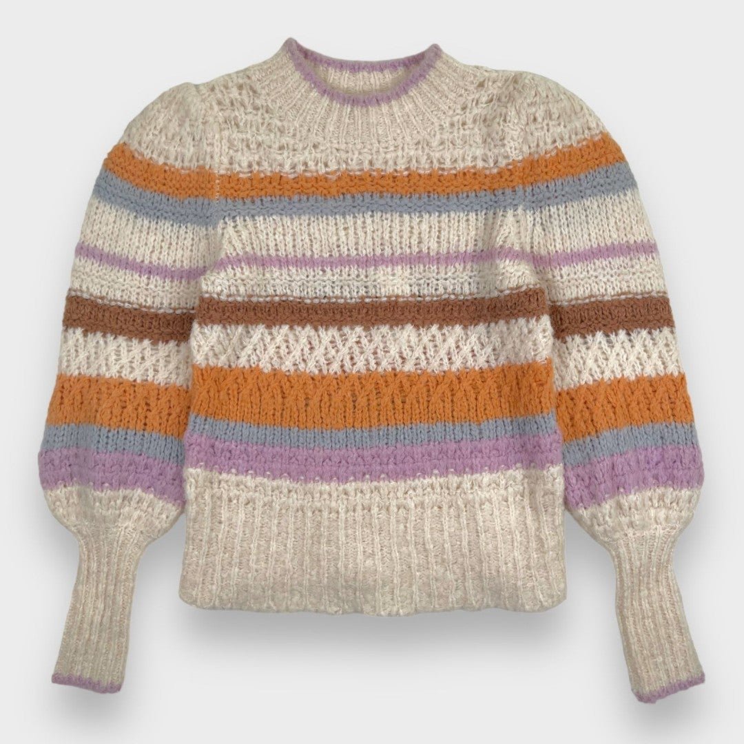 Fashion NWT Rebecca Taylor Fluffy Stripe Bishop Sleeve Knit Sweater Women´s Small pI0v8skIA Novel 