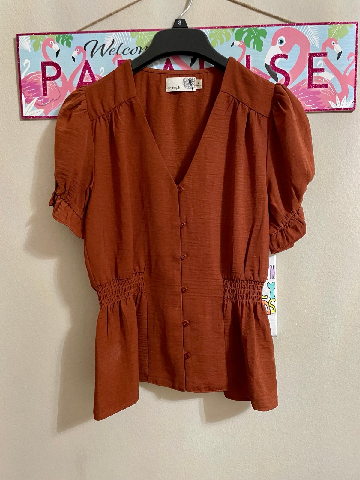Simple Everleigh Rust Copper Button Up Blouse HixQhpwel just buy it