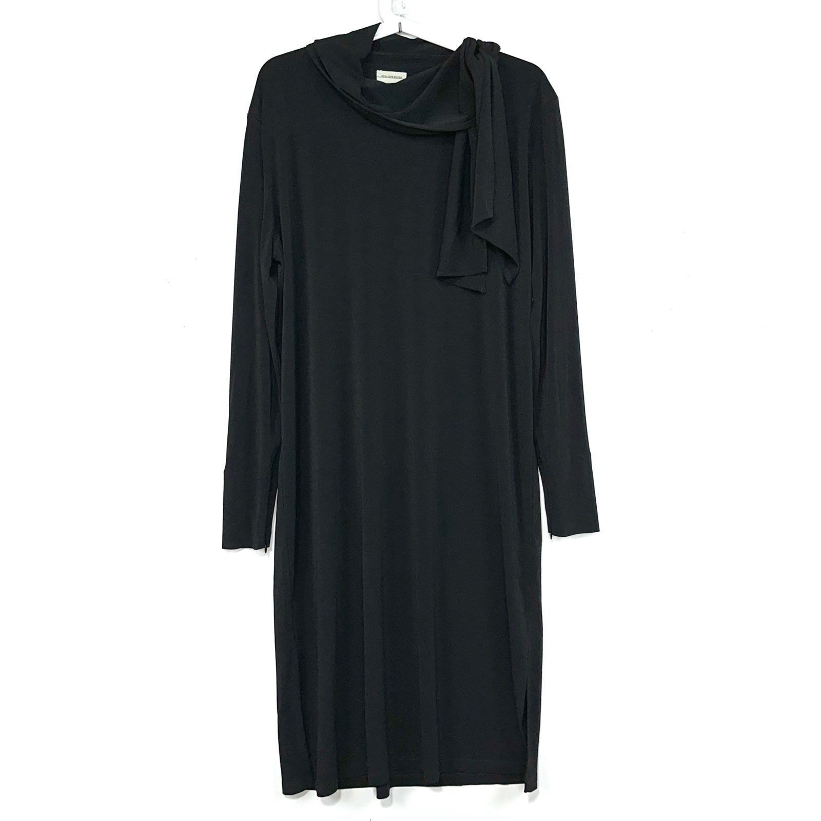 Comfortable By Malene Birger Gulia Black Long Sleeve Shift Dress  With Bow Tie Style Neck M hho82m4x9 no tax