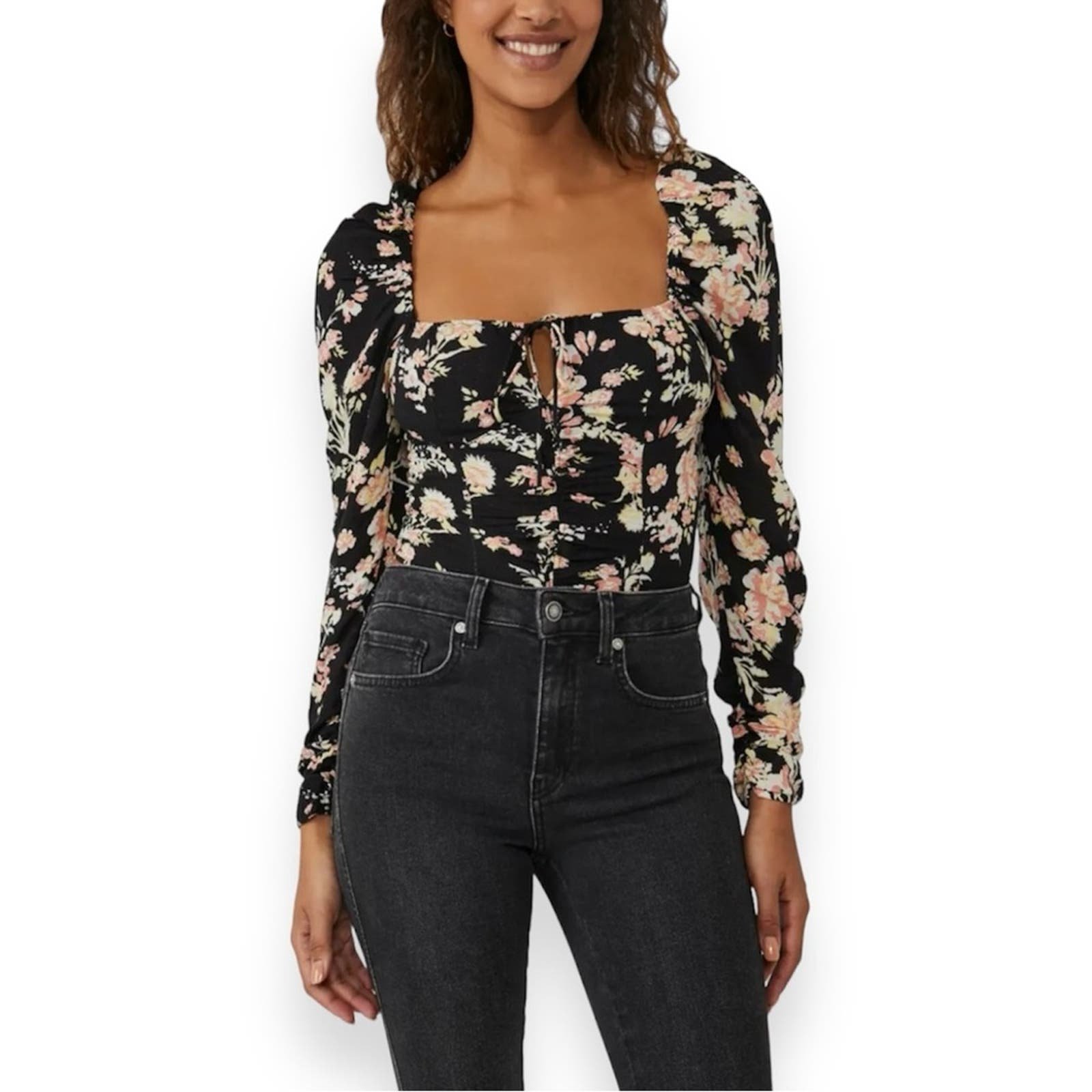 Fashion Free People Hilary Black Multicolor Floral Prin