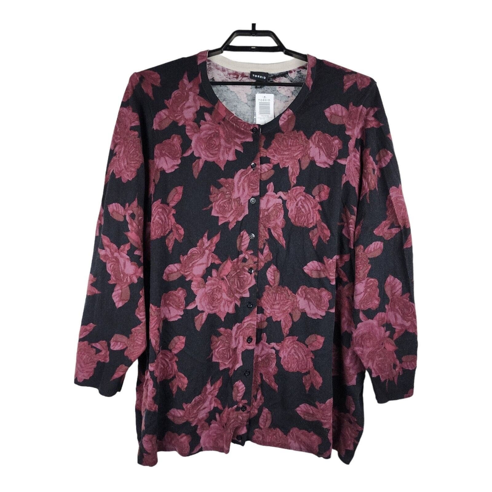 Buy Torrid Floral Cardigan Womens Size 6X 30 Purple Black Sweater Rose Flowers NEW g82uVdajF Online Exclusive