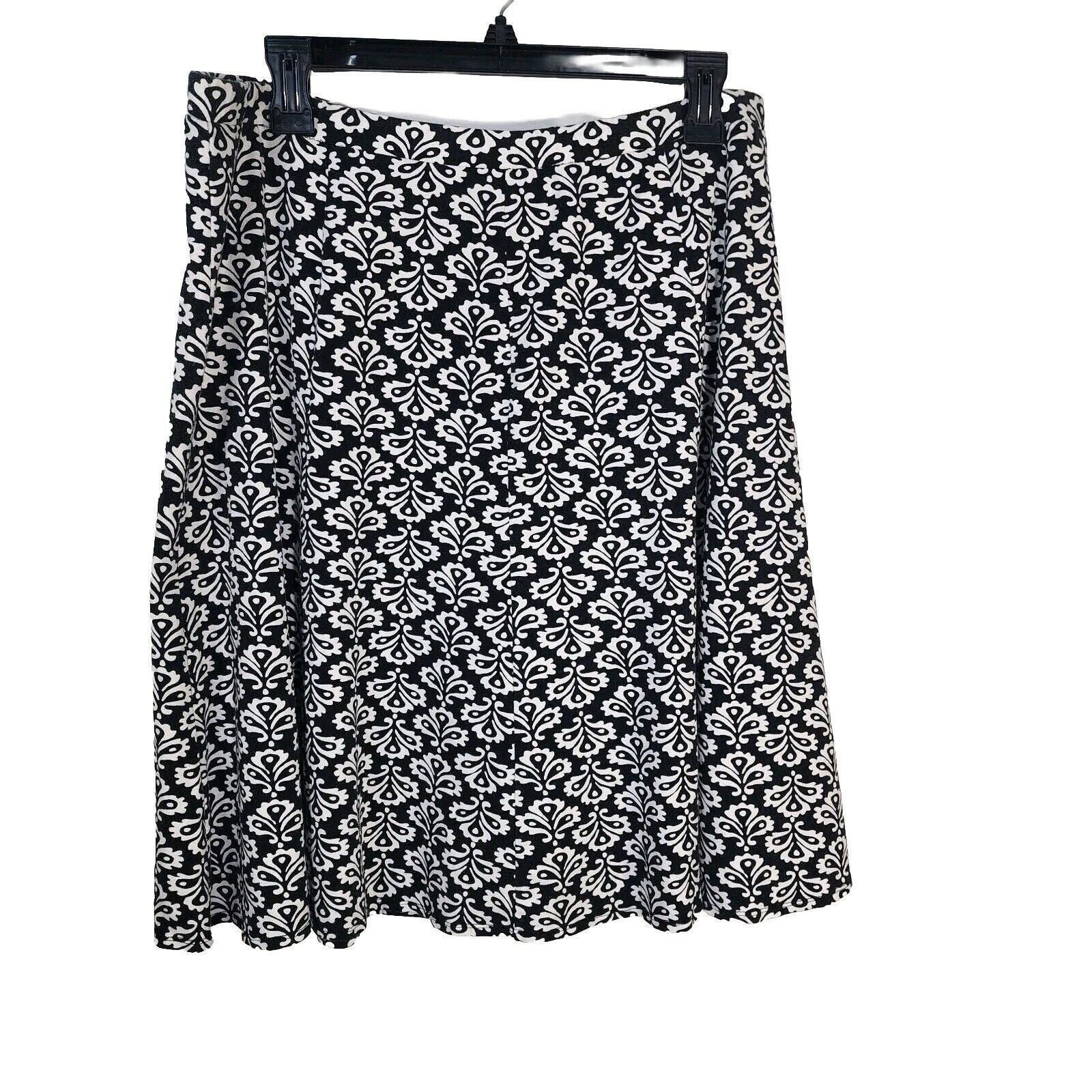 cheapest place to buy  Talbots Woman Skirt Size X Flare Pull On Black White Paisley Knee Length Knit m0QotNStJ US Sale