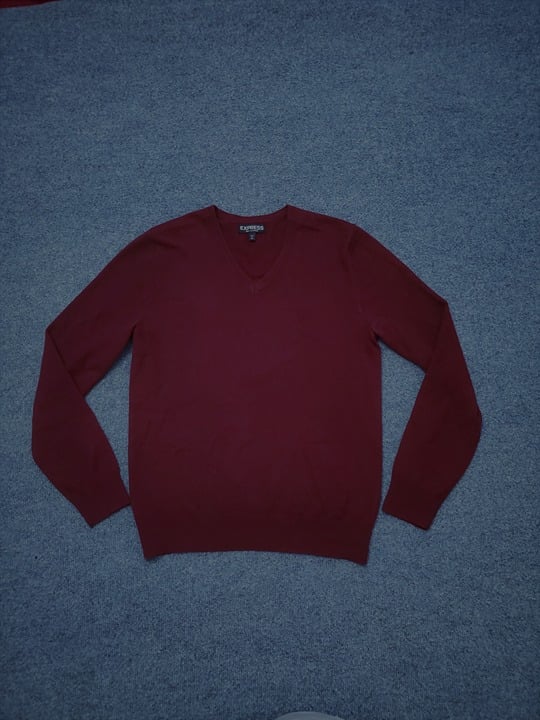 the Lowest price Express 100% Cashmere Small / Petite Burgundy V Neck Long Sleeve Sweater A17-966 M9ohkrEks Store Online