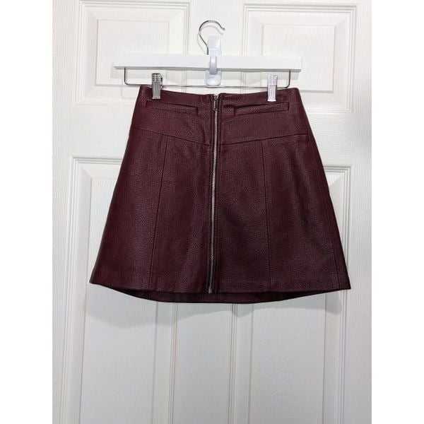 save up to 70% Bershka burgundy leather skirt size xs F