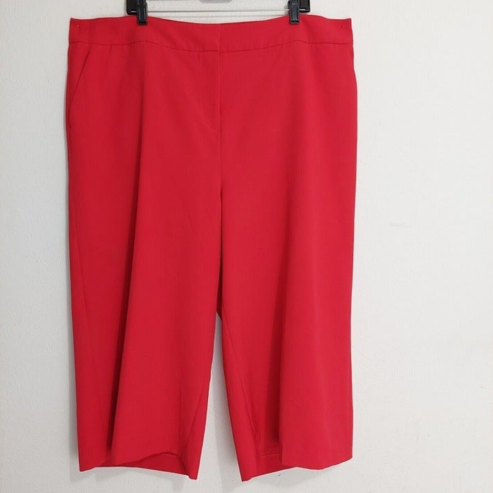 Fashion Eloquii Womens Red Wide Leg Culottes Cropped Ca