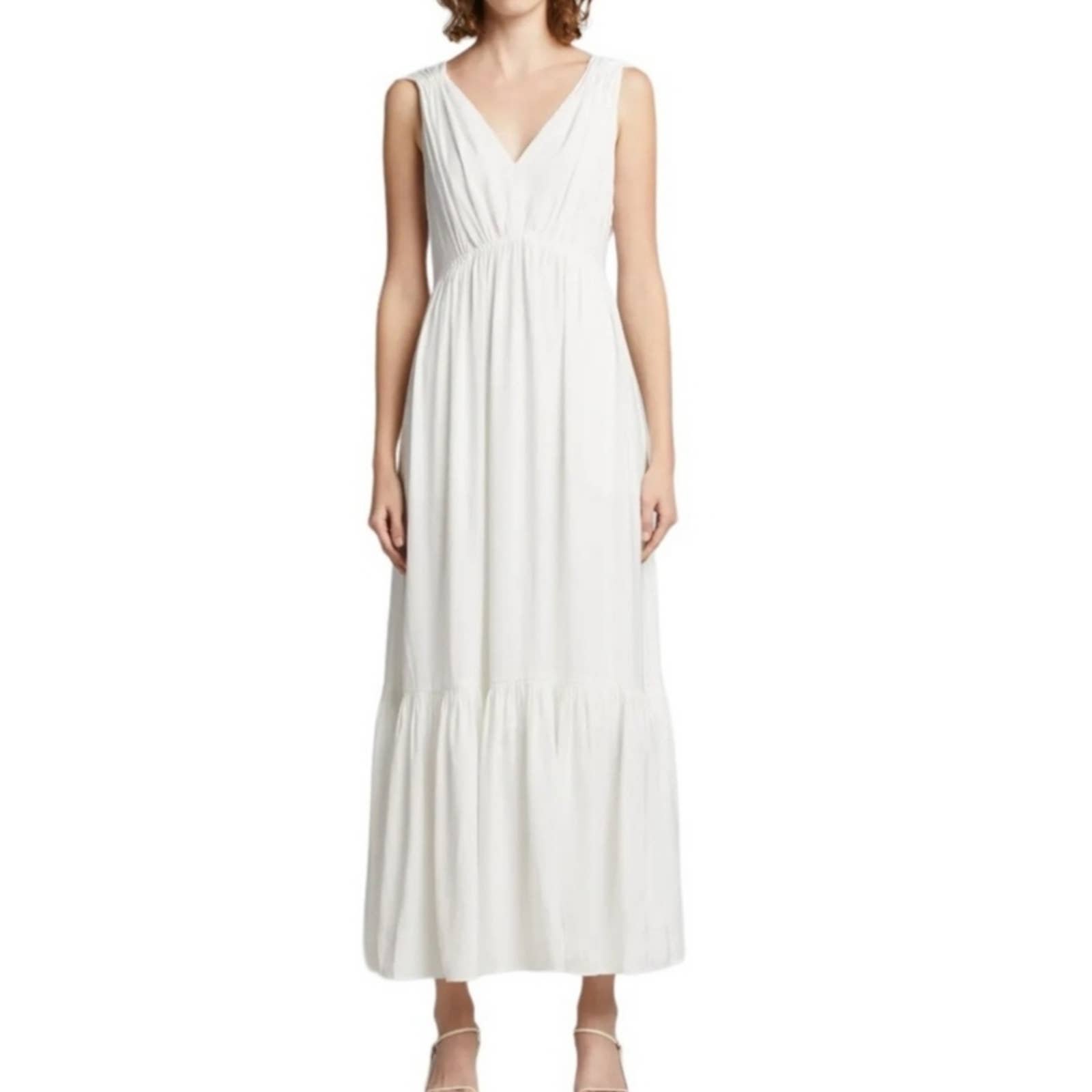 Latest  Caution to the Wind White Ribbed Tiered Maxi Dr