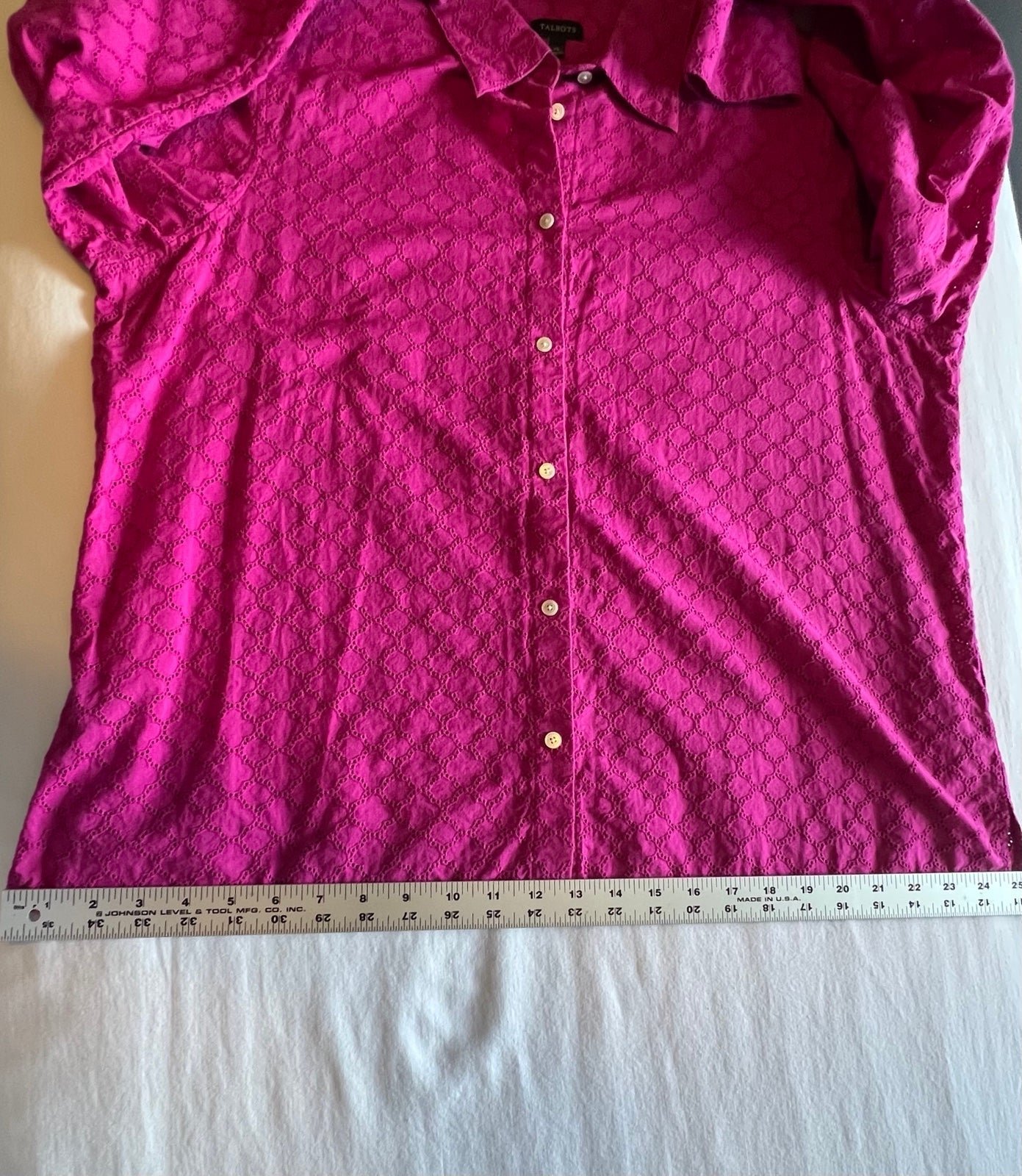 The Best Seller Talbots Hot Pink, 100% Cotton, Long Sleeve,  Button Down, Eyelet Shirt Size XL KizTqifzK Counter Genuine 