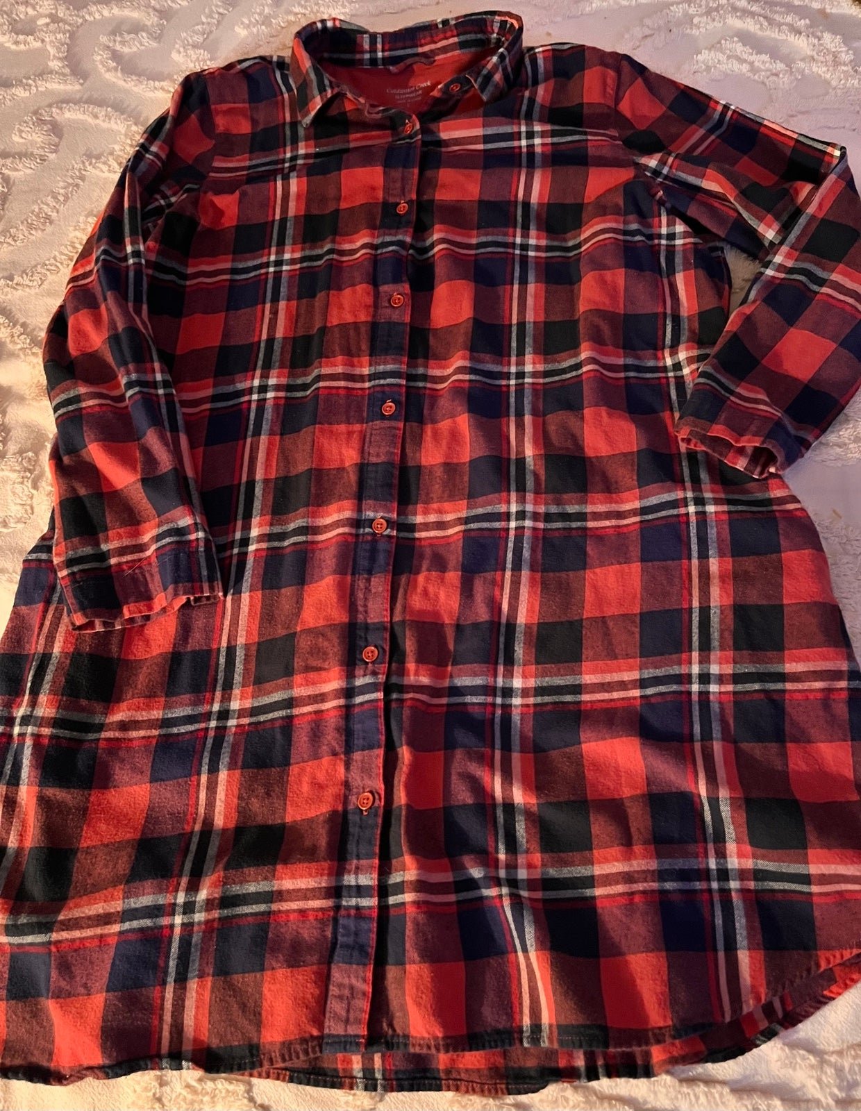 High quality Coldwater Creek Orange Plaid Flannel Cotto